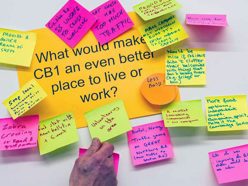 We work with stakeholders on the CB1 Estate in Cambridge both in the initial facilitation of workshops for stakeholders and now in continuing community engagement work on the mixed use estate.